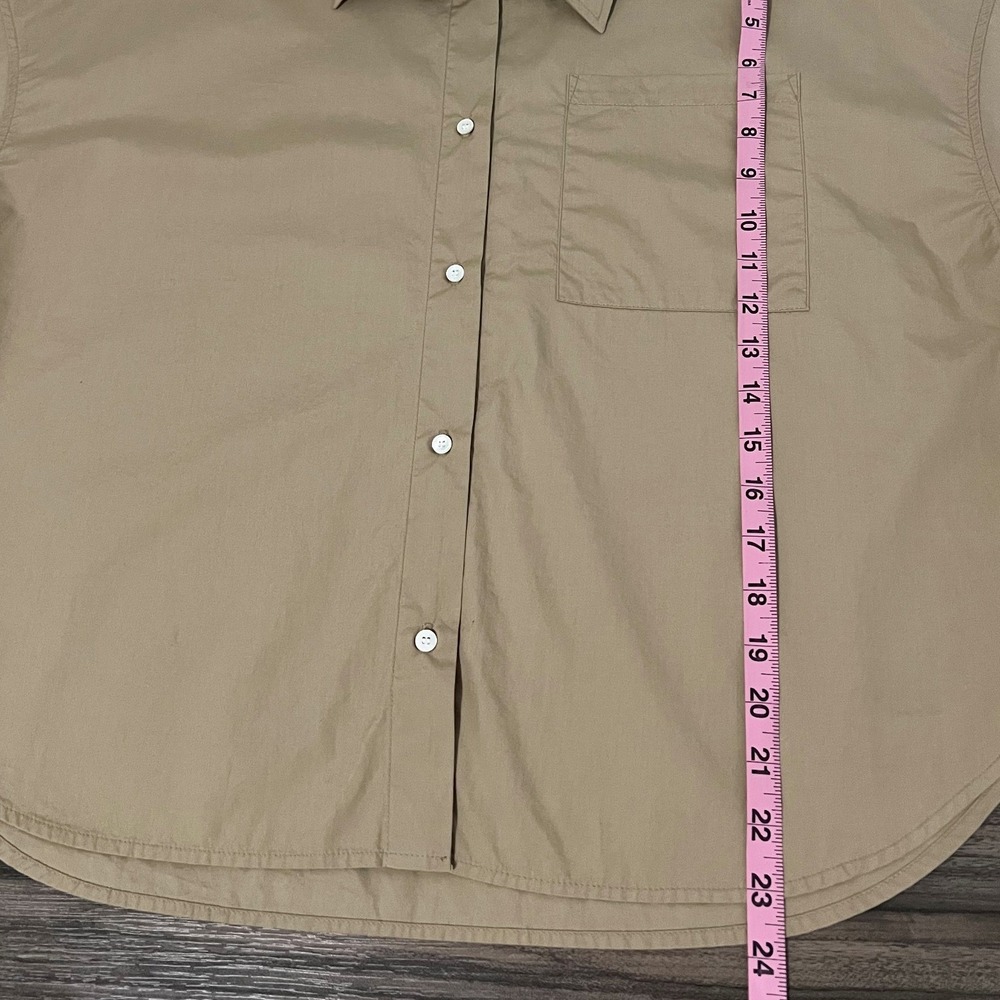 Citizens of Humanity Kayla Short Sleeve Shirt Khaki Tan Cotton Button Up Pocket - Picture 10 of 10